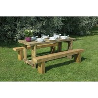 Forest Garden Wooden Garden Table and Bench Set 1.8m - image 3
