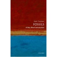 "Fossils book by Keith Thomson, red and blue cover, part of 'A Very Short Introduction' series, Oxford logo at bottom"