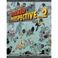 "Framed Perspective Vol. 2 book with comic-style cover, featuring characters on a grid background, bold red and yellow title"