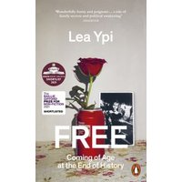Book cover of "Free" by Lea Ypi with red rose in vase, black-and-white photo, and Penguin logo.