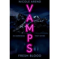 "Vamps Fresh Blood book cover with neon pink title over dark mountain landscape"