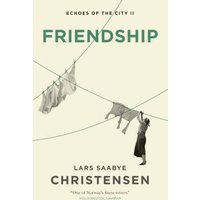 "Friendship book by Lars Saabye Christensen, cover with clothesline and woman hanging laundry, Echoes of the City II series"