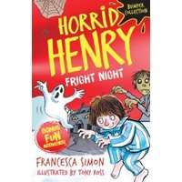 "Horrid Henry Fright Night book with cartoon ghost, zombie, and boy in pajamas on red cover"