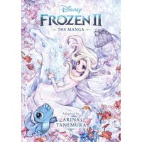 "Frozen II manga cover featuring Elsa with flowing hair, surrounded by autumn leaves and a small blue creature."