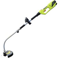 Green and black Garden Gear 900W grass trimmer with ergonomic handle and curved shaft.