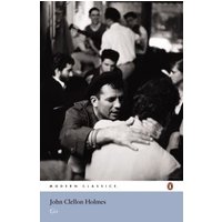 Black and white book cover of "Go" by John Clellon Holmes, featuring a group of people in a social setting.