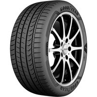 Goodyear Eagle F1 All Terrain tire, black with detailed tread pattern, sidewall branding, and sleek black rim.