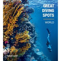 "Great Diving Spots - World book, vibrant coral reef and diver underwater on cover, by Rockpool Publishing"