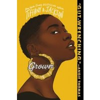 "Grown" book cover featuring a woman with short hair, large hoop earrings, and a yellow background.