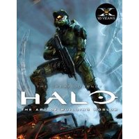 Futuristic soldier in green armor holding a rifle, standing on debris with "Halo" text and 10th-anniversary emblem.