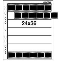 Hama negative sleeves, transparent polypropylene with 24x36 mm slots, six rows, side holes for binder.