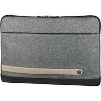 Grey Hama Terra 13.3" sleeve case with black trim, beige accent strip, and zippered top closure.