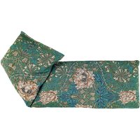 Handmade cotton wheat bag with William Morris Honeysuckle Seaspray pattern in green and floral design.