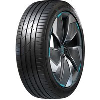 Hankook iON evo tire, 215/45 ZR20, black with blue accents, sleek tread, rim protection, and SoundAbsorber technology.