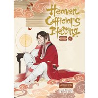 "Heaven Official's Blessing Vol 6 book with illustrated figure in red robes, ornate clouds, and gold title text"