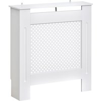 White wooden radiator cover with diamond grill design, modern style, small size, by HOMCOM.