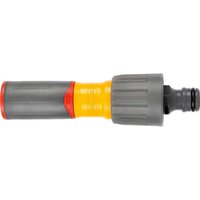 Gray and yellow Hozelock 3in1 Nozzle Plus with red accents and adjustable spray settings.