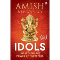 Red book cover titled "Idols" by Amish & Bhavna Roy, featuring a golden Ganesha statue.