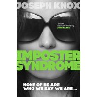 Black and white book cover, "Imposter Syndrome" in green, features a close-up of a woman wearing sunglasses.