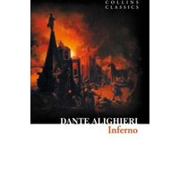 Collins Classics edition of Dante Alighieri's "Inferno" with fiery cover art depicting a dramatic, burning scene.
