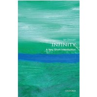 "Book titled 'Infinity: A Very Short Introduction' with abstract green and blue cover art"
