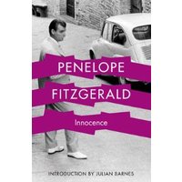 "Paperback book 'Innocence' by Penelope Fitzgerald, cover with man in street, purple text bands, introduction by Julian Barnes"