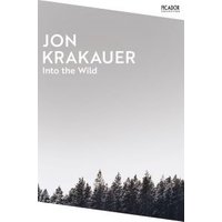 "Into the Wild book by Jon Krakauer, gray cover with forest silhouette and white text"