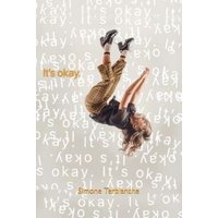 Book cover titled "It's Okay" featuring a person in mid-air against a background of repeated text.