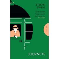 Green book cover "Journeys" by Stefan Zweig, features illustration of a person in a train window.