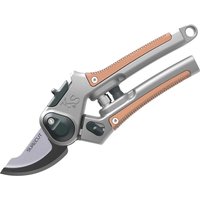 Silver Kent and Stowe bypass secateurs with brown grip and precision blade.
