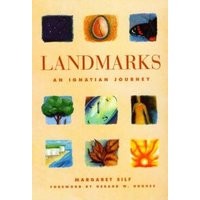 "Landmarks book by Margaret Silf, cover with colorful illustrations of nature and objects, subtitle 'An Ignatian Journey'"