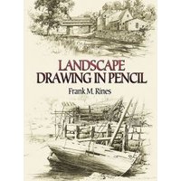 "Landscape Drawing in Pencil book by Dover, featuring detailed pencil sketches of rural scenes and boats on the cover"