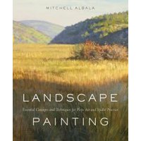 "Landscape Painting book by The Crowood Press Ltd, cover showing a scenic field with hills and a blue sky backdrop"