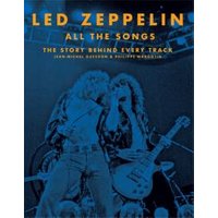 Blue-toned Led Zeppelin book cover featuring band members performing on stage with guitars.