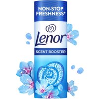 Lenor Scent Booster Spring Awakening 155g, blue container with floral design and "Non-Stop Freshness" label.