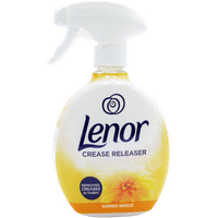 Lenor Summer Breeze Crease Releaser 500ml, yellow spray bottle with white trigger and floral design.