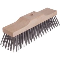Lessmann Stiff Wire Bristle Broom Head with wooden block and dense metal bristles.