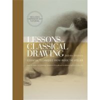 "Lessons in Classical Drawing" book with a sepia-toned cover featuring a classical nude figure sketch.