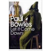 "Book 'Let It Come Down' by Paul Bowles, cover with two figures in green and brown attire, Penguin Modern Classics edition"