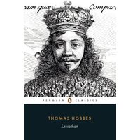 Thomas Hobbes' "Leviathan" book with a black cover, featuring an illustrated crowned figure above a crowd.