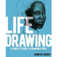 "Life Drawing book with blue cover, features a sketch of a person and bold white title text."