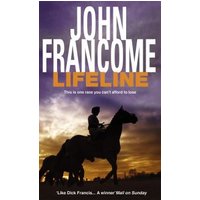 "Lifeline book cover with silhouette of jockey on horse against purple and orange sky, bold white and orange text"