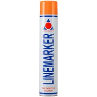 Orange cap Linemarker spray paint can, 750ml, with blue text and red logo on white background.
