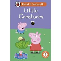Children's book "Little Creatures" with Peppa Pig, featuring a bee, snail, and cabbage on a purple and green cover.
