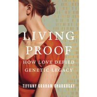 "Book titled 'Living Proof' with a woman in a red dress on a patterned background."
