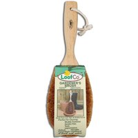 LoofCo Gardener's Brush with wooden handle and coconut fiber bristles, green label attached.