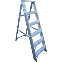 Aluminum Lyte 6 Tread En131-2 swing back trade steps with wide anti-slip treads and stabilizing bars.