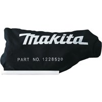 Black Makita dust bag for LS1016 mitre saw, white logo and part number 122852-0 printed on the side.