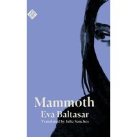 Blue book cover titled "Mammoth" by Eva Baltasar, featuring abstract black brushstroke design.
