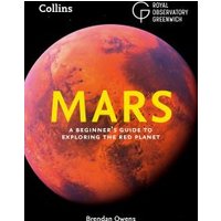 Mars book with red planet cover, white text "A Beginner's Guide to Exploring the Red Planet," black background.